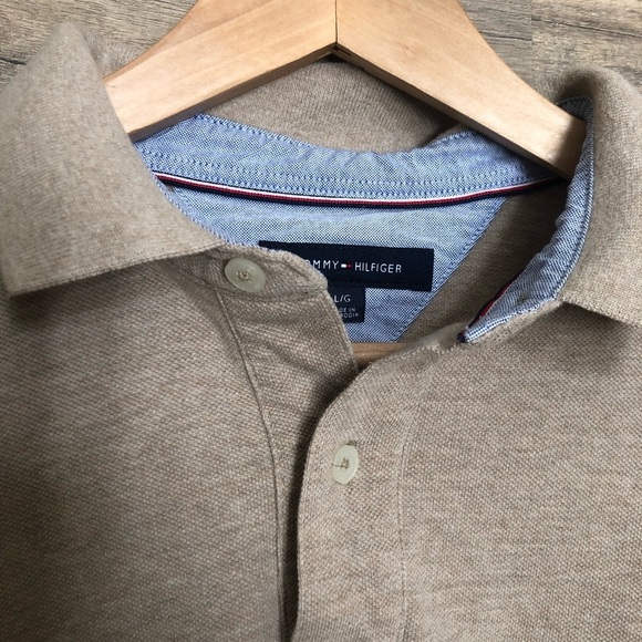 Tommy Hilfiger Men's Classic Preppy Tan Polo Shirt Large - Picture 4 of 11